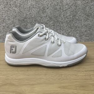 Footjoy Leisure Spikeless Golf Shoes Women's Size 5 FJ White Gray Lace Up 92912